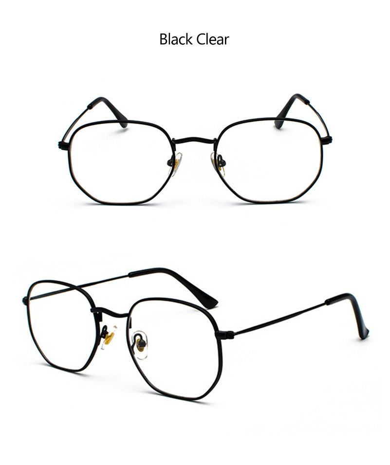 Óculos de sol quadrado polígono retro armação em metal fashion Nova tendencia uv400