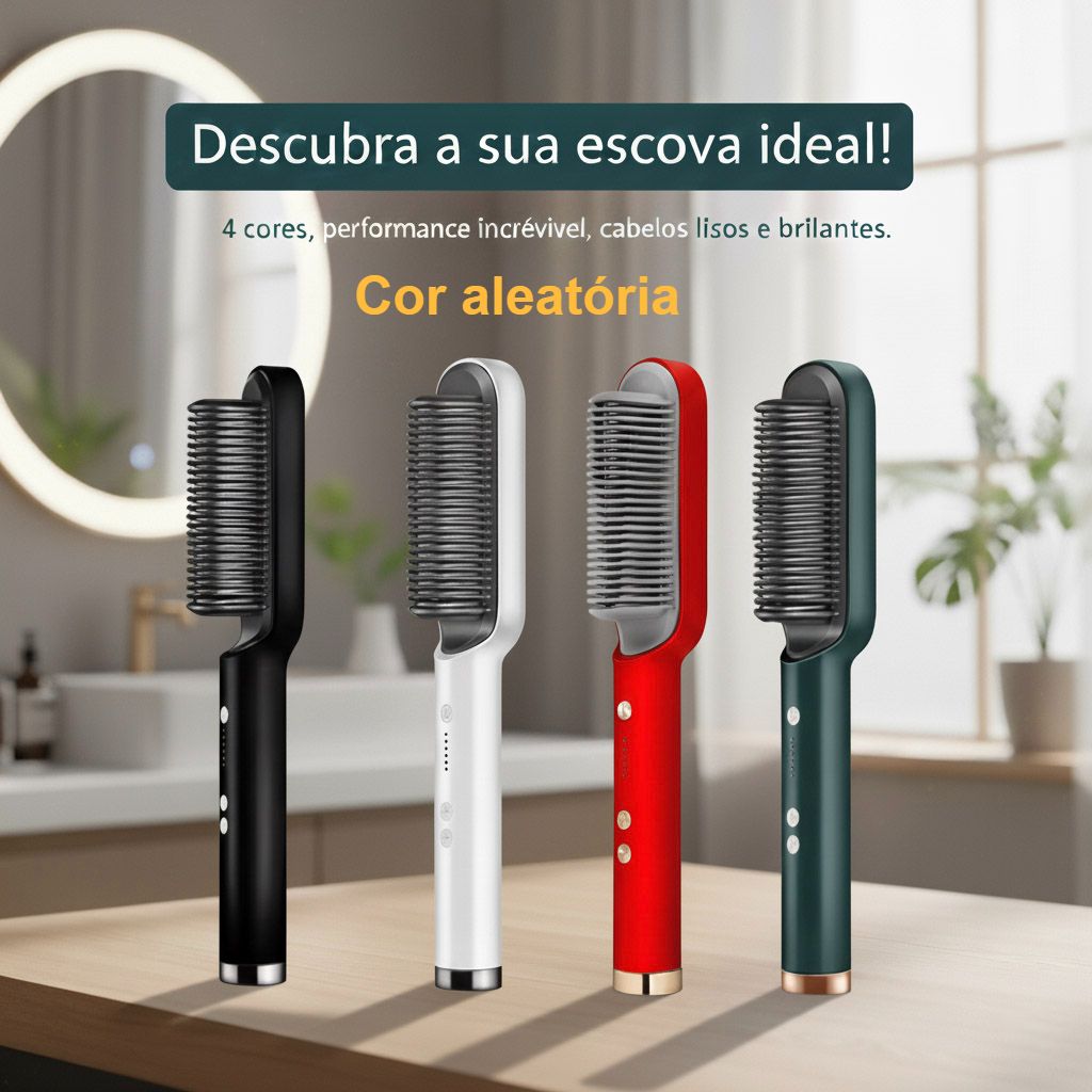 Escova Elétrica 3 em 1 - 110/220V – Pente Alisador com Aquecimento