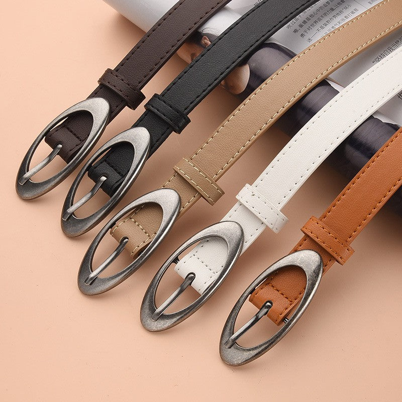 Cinto vintage feminino fivela de metal nova tendencia