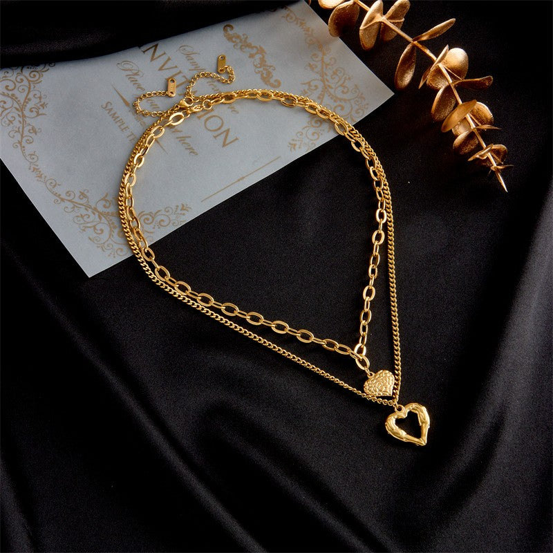 Colar luxo dourado 2 amores HIGH-END
