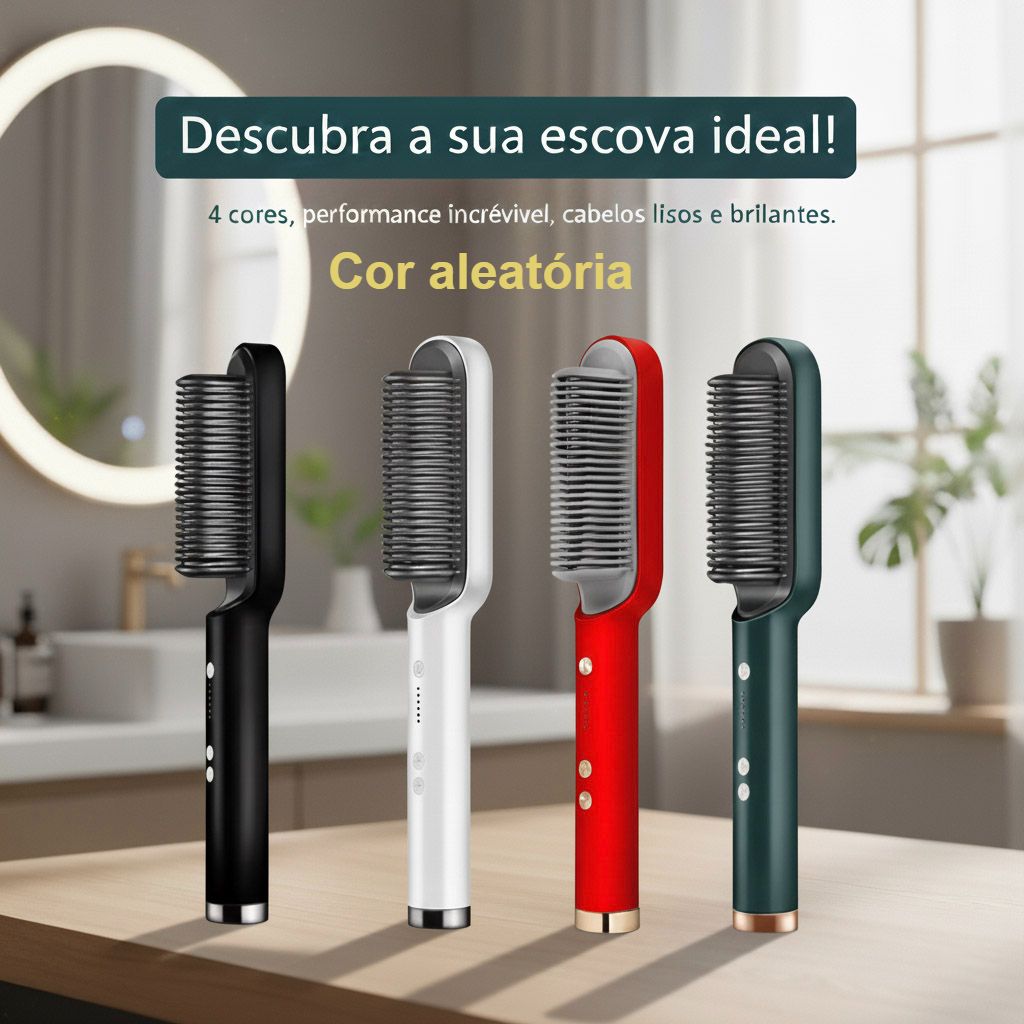 Escova Elétrica 3 em 1 - 110/220V – Pente Alisador com Aquecimento