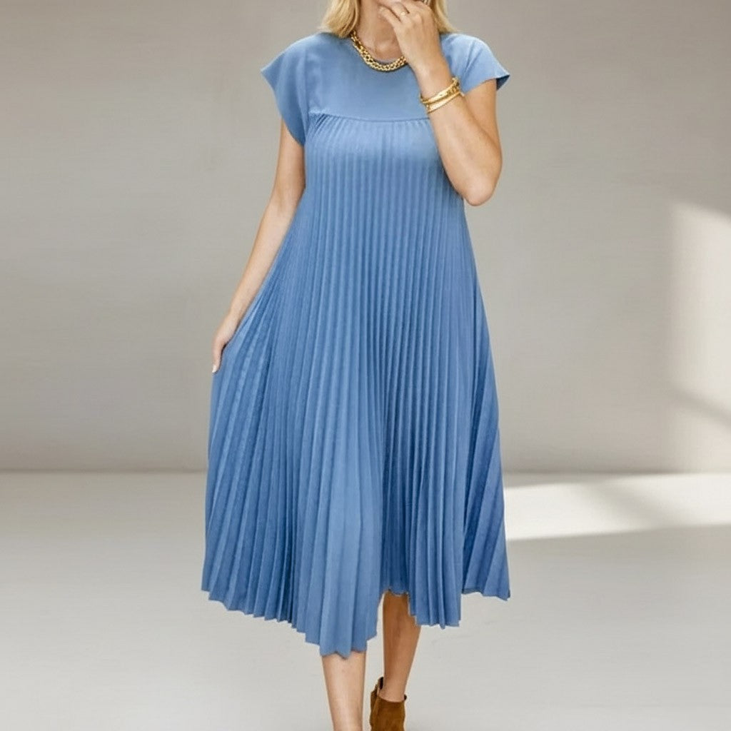 Vestido Feminino Longo Estilo Praia – Manga Morcego e Decote com Laço