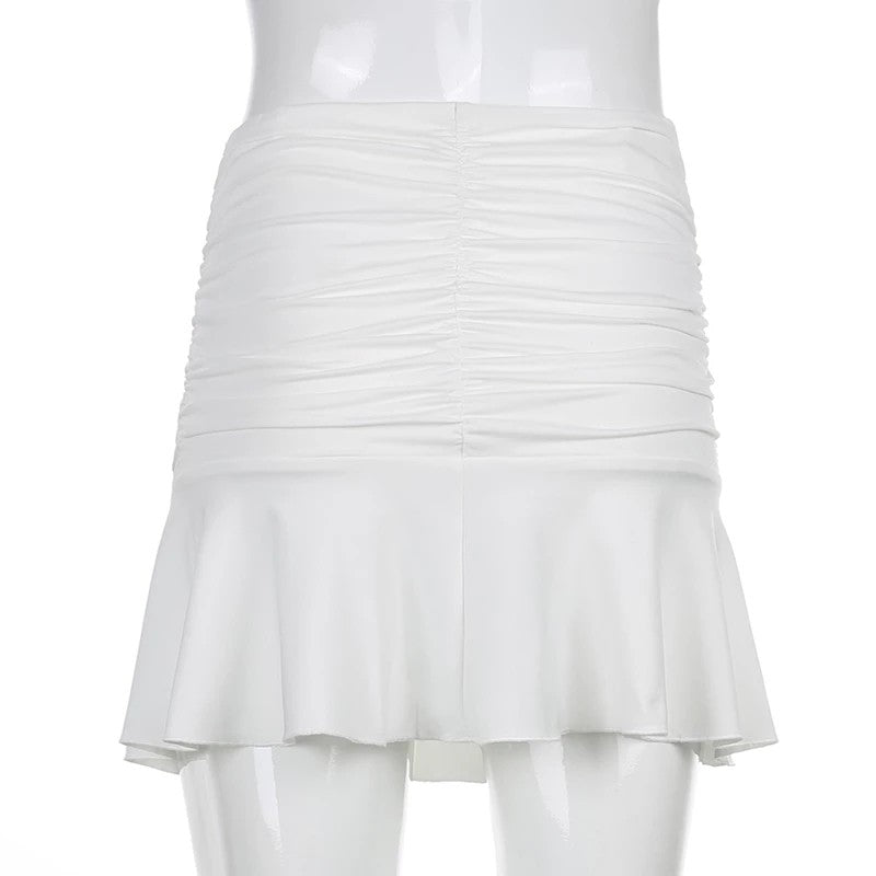 Mini Saia Rosa Plissada Estilo Coreano – Moda 90s Casual