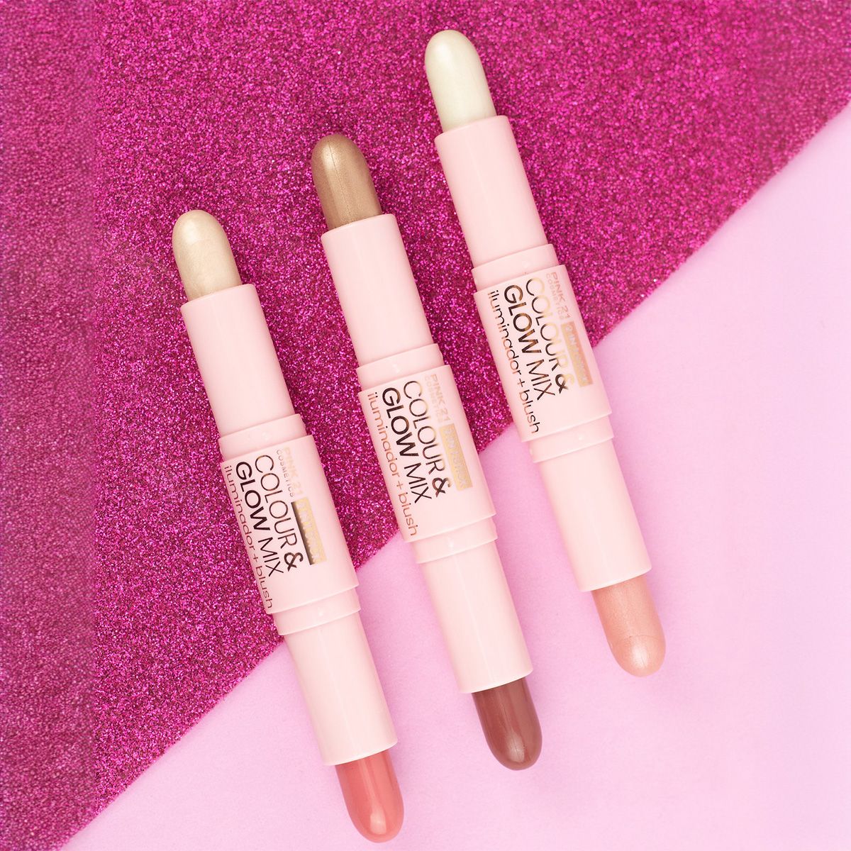 Iluminador e Blush Stick Glow Mix - Rosa 21