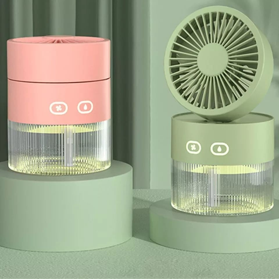 Mini Ventilador Portátil USB com Spray de Água – Recarregável e Super Refrescante