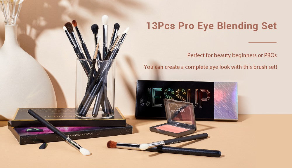 Conjunto de Pincéis de Maquiagem para os Olhos Jessup – Pincéis Profissionais para Mistura, Sombra e Lápis Esfumaçado com Cerdas Sintéticas Macias