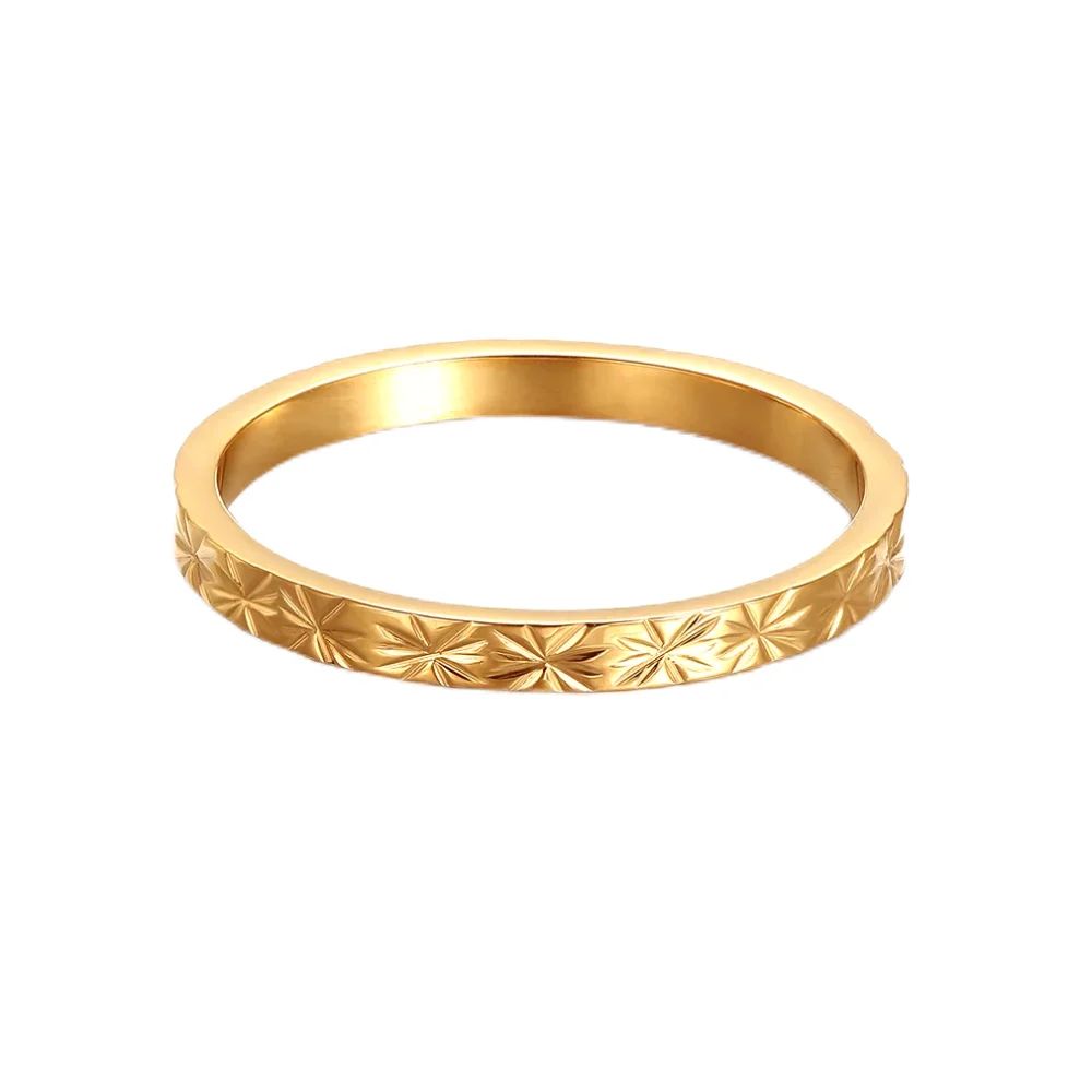 Anel Inox na Cor Ouro – Padrão Starburst T