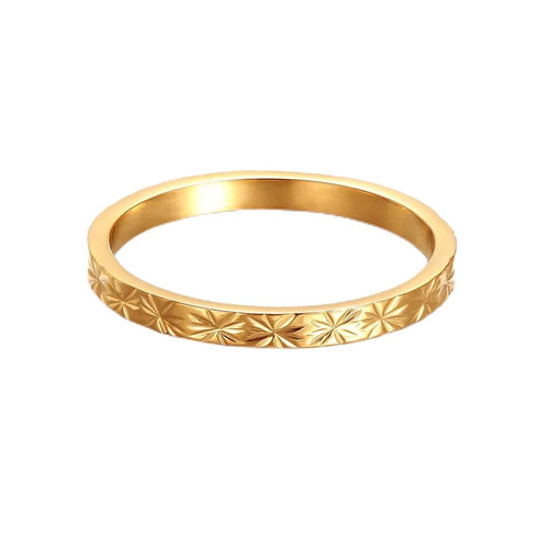 Anel Inox na Cor Ouro – Padrão Starburst T