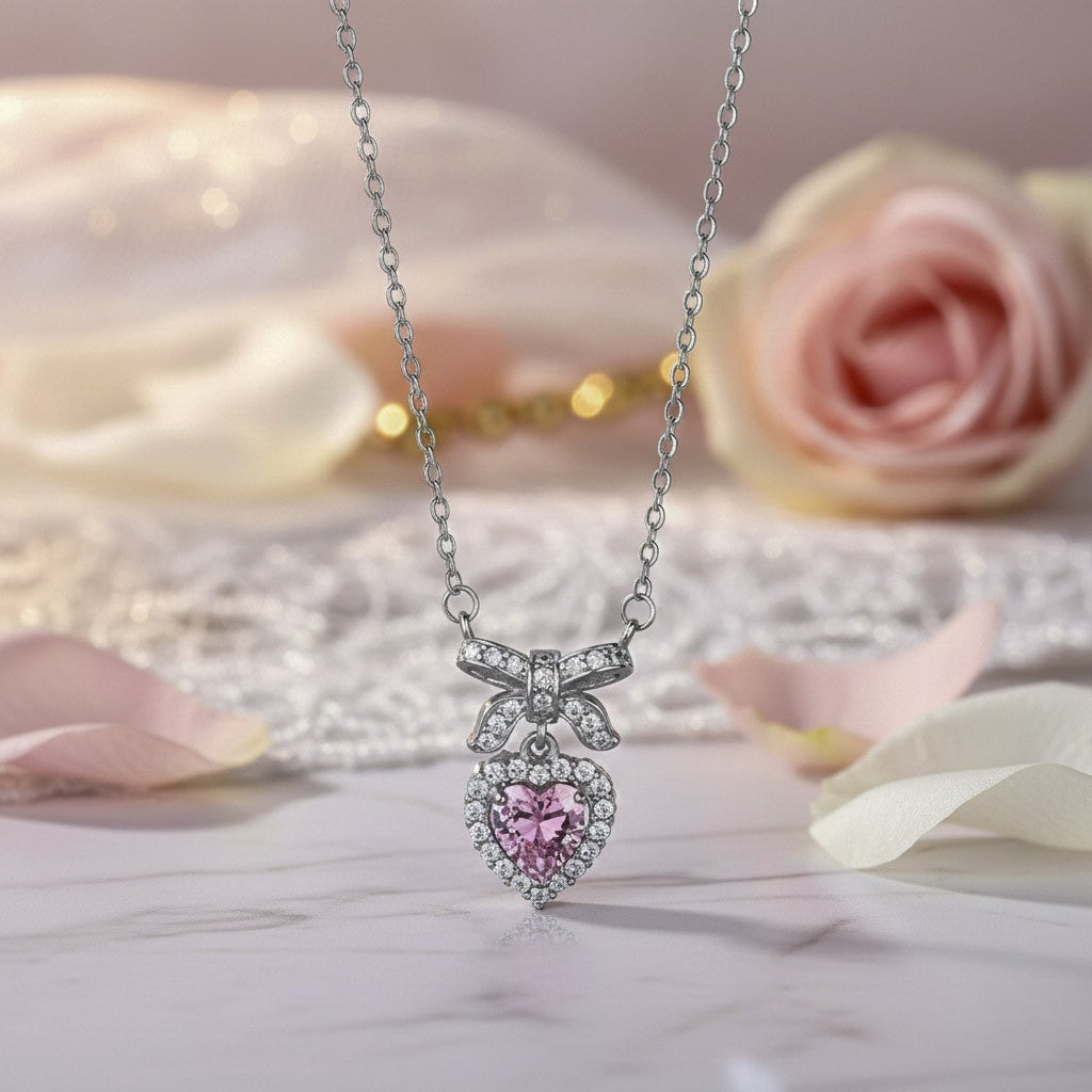 Colar Coração Rosa Trend – Acessório Fashion que Destaca Qualquer Look