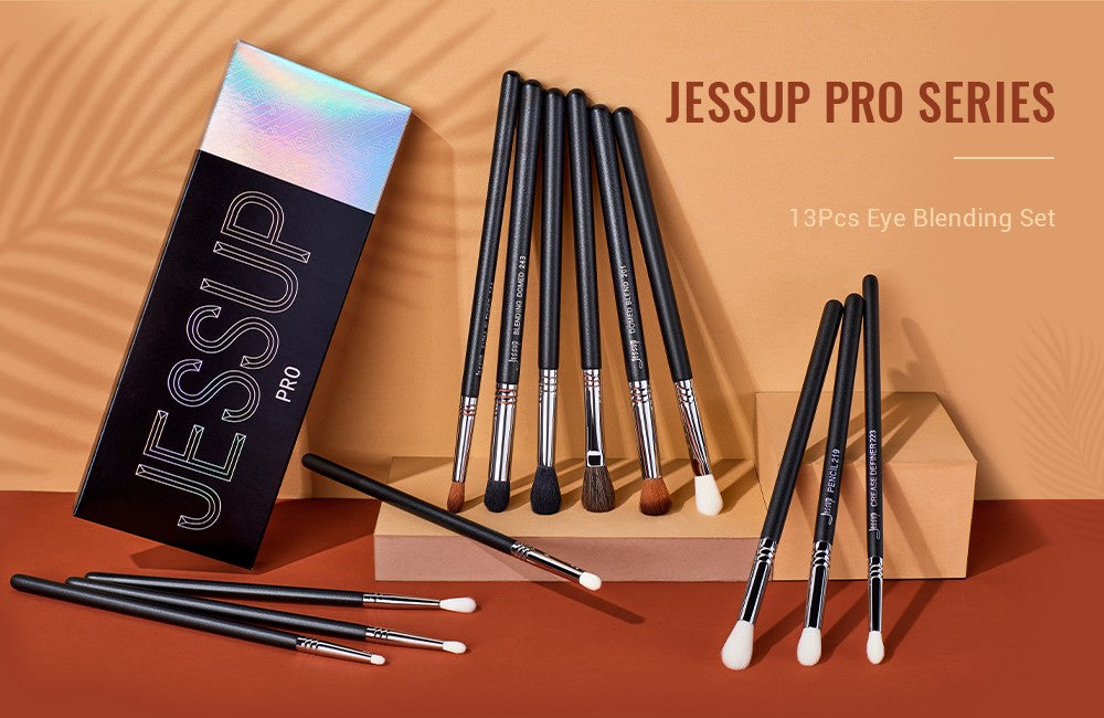 Conjunto de Pincéis de Maquiagem para os Olhos Jessup – Pincéis Profissionais para Mistura, Sombra e Lápis Esfumaçado com Cerdas Sintéticas Macias