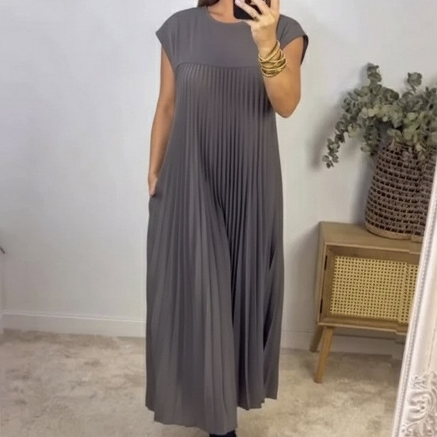 Vestido Feminino Longo Estilo Praia – Manga Morcego e Decote com Laço