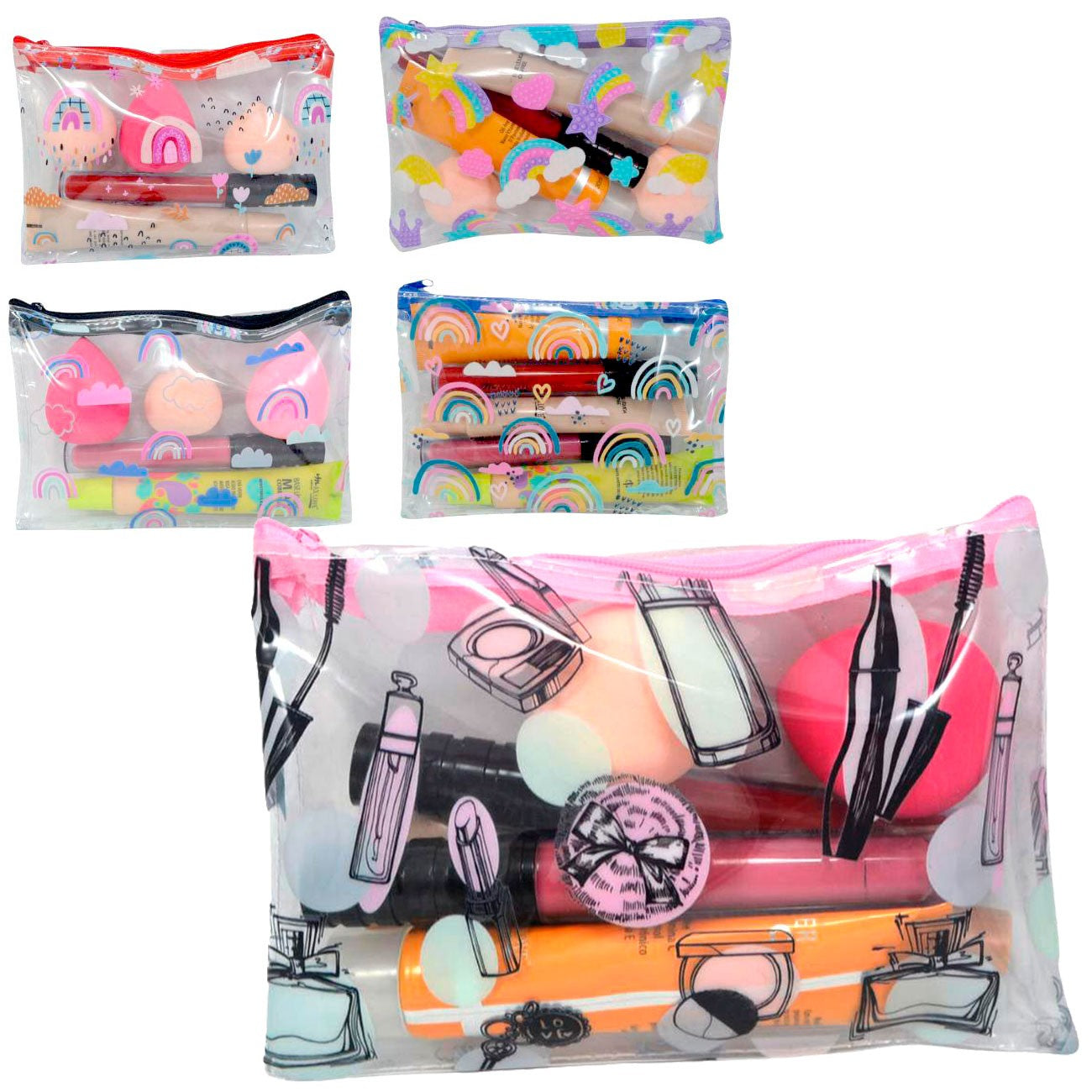 Kit c/ 7 itens Maquiagem com Necessaire e Paleta de Sombras