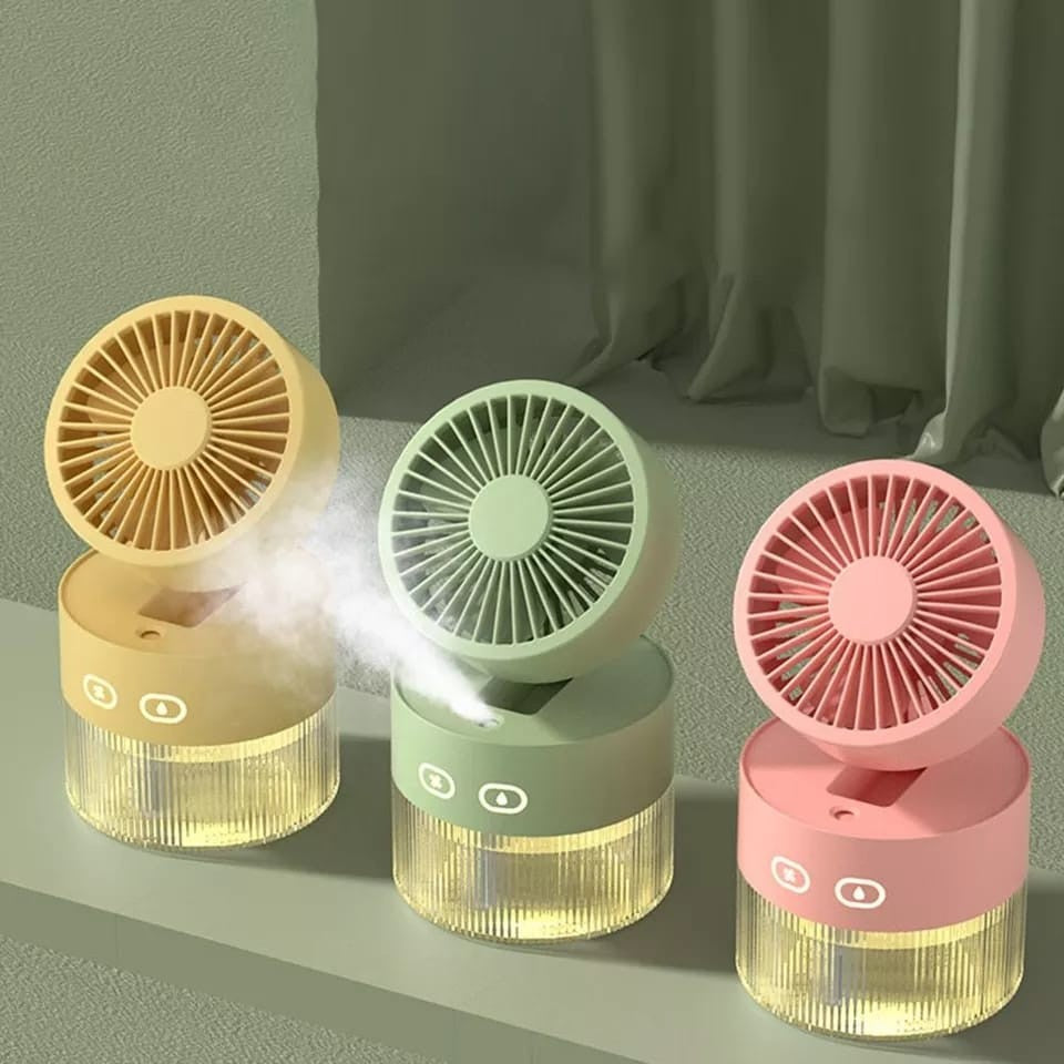 Mini Ventilador Portátil USB com Spray de Água – Recarregável e Super Refrescante