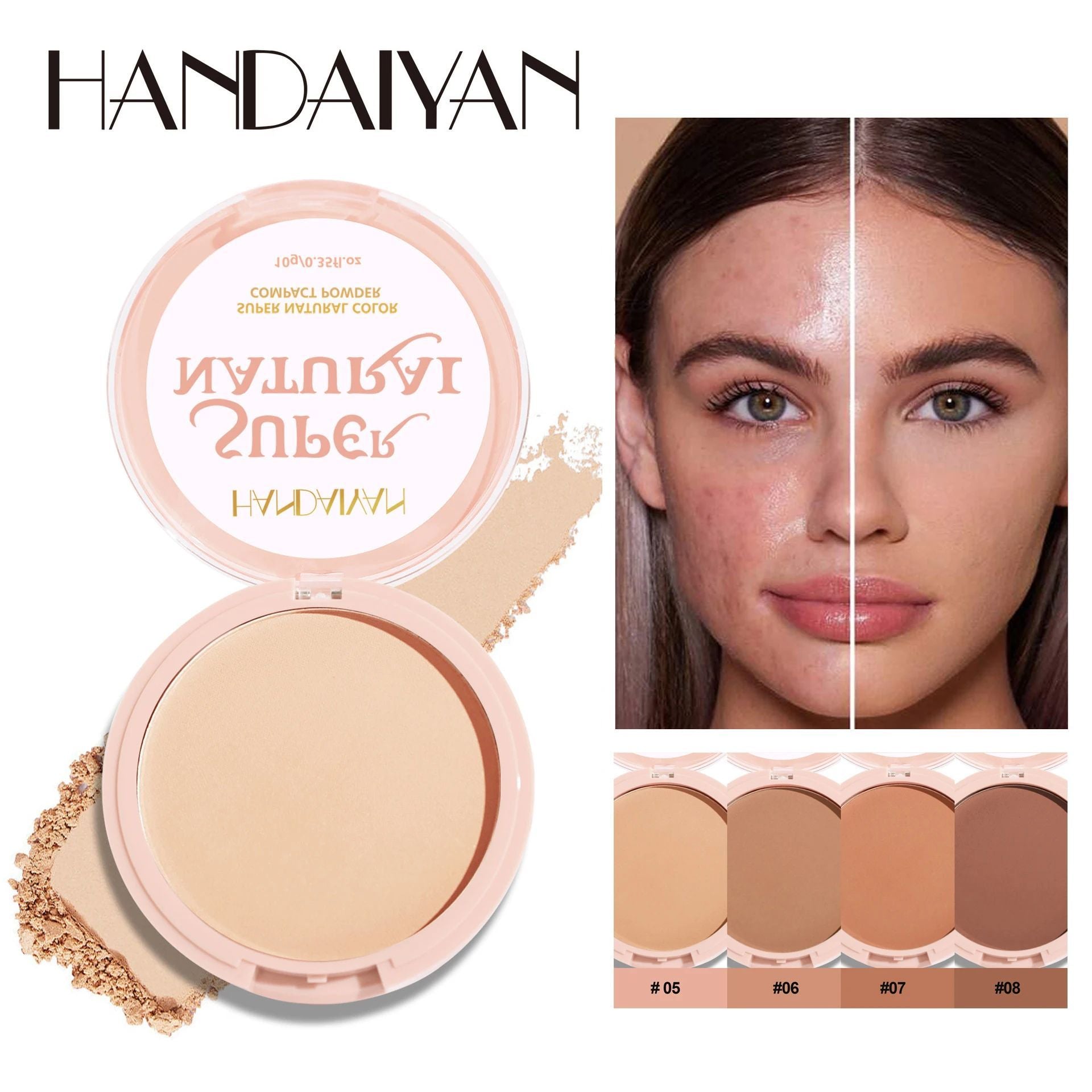 Pó Compacto HANDAIYAN Super Natural – Acabamento Matte e Leve