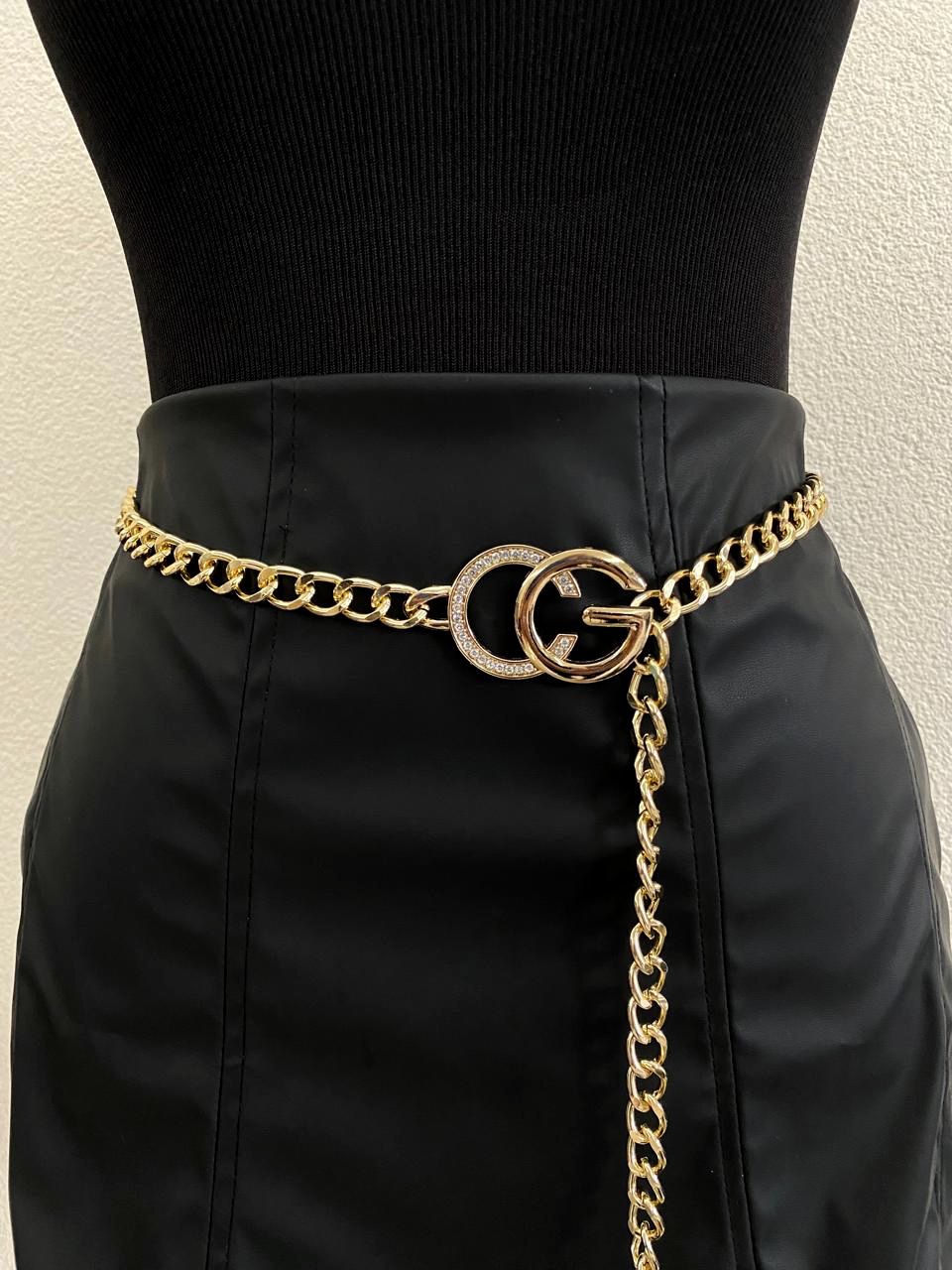 Cinto Corrente Inspiração Gucci com Strass